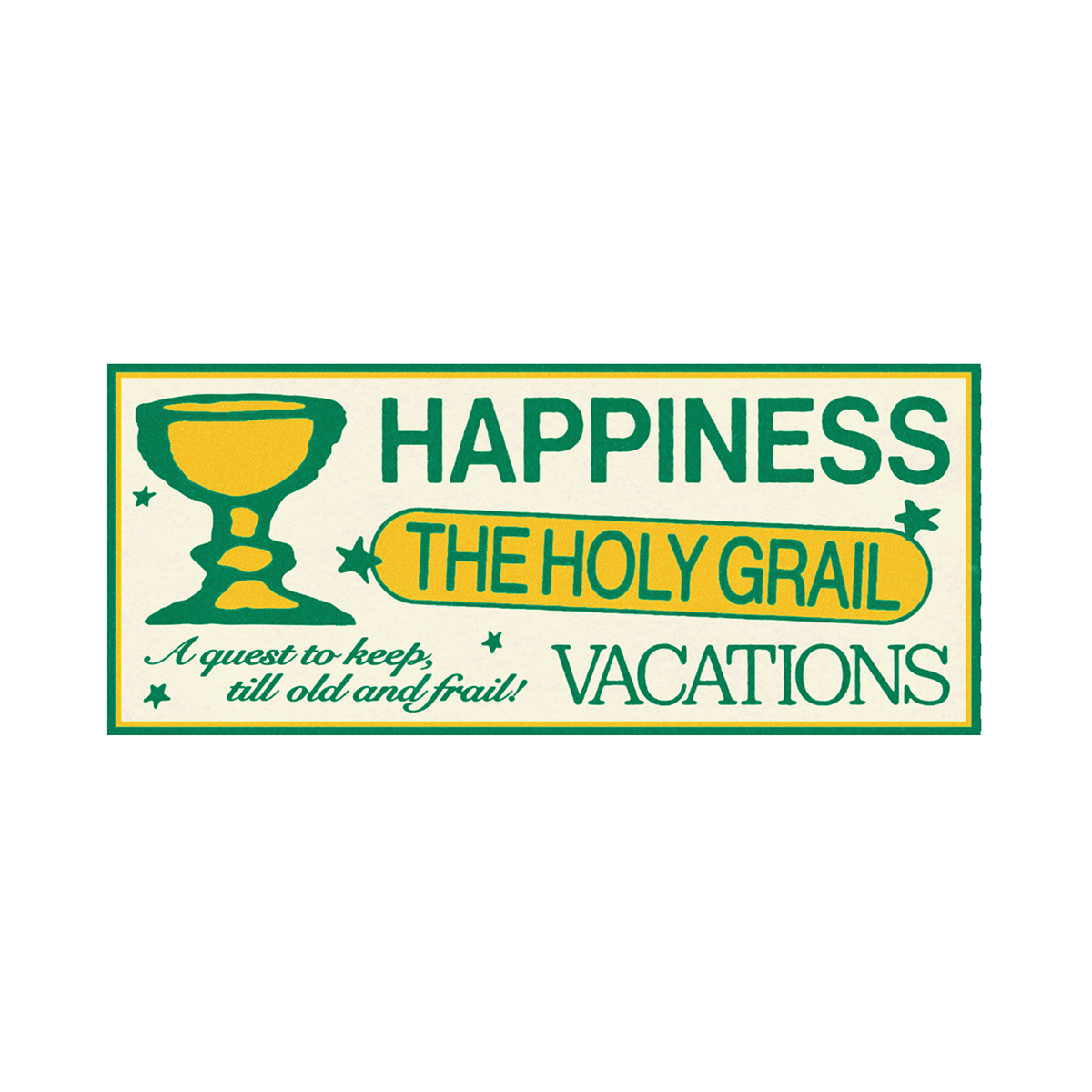 Vacations Happiness Vinyl Bumper Sticker (Green/Cream)