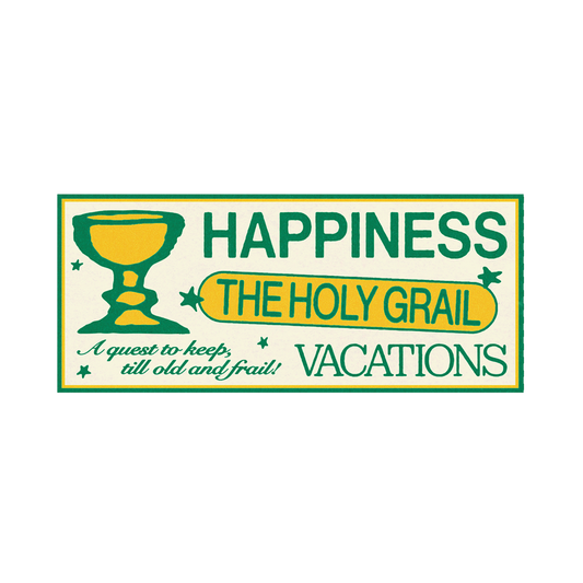 Vacations Happiness Vinyl Bumper Sticker (Green/Cream)
